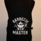 Bestel nu dit leuke keuken schort, te personaliseren naar wens, verkrijgbaar in meerdere kleuren. Zwart schort met de tekst barbecue master en een plaatje van een BBQ
